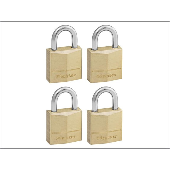 Master Lock - Solid Brass 20mm Padlock 3-Pin - Keyed Alike x 4