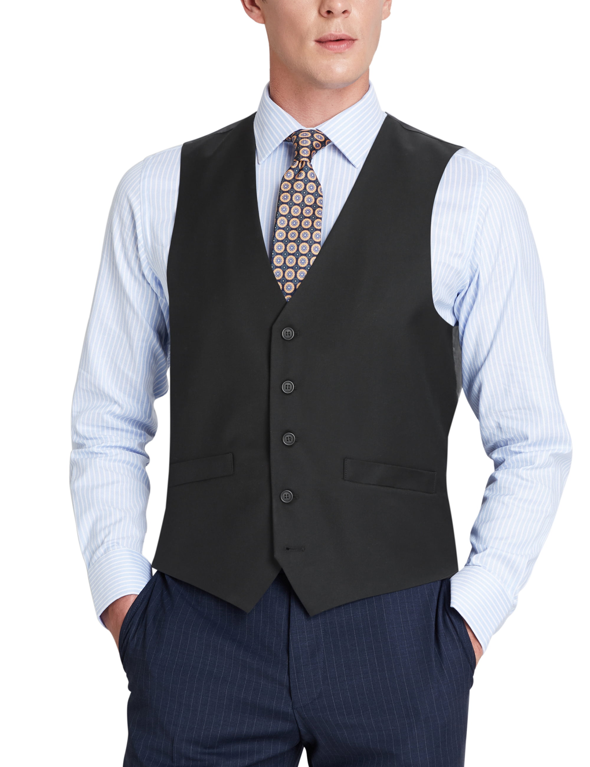 Pingtr Mens Classic Retro Blazer Waistcoat U-Neck Sleeveless Slim Fit Vest Jacket Tailored Fit Smart Wedding Dress Tux Vest Suit Vests