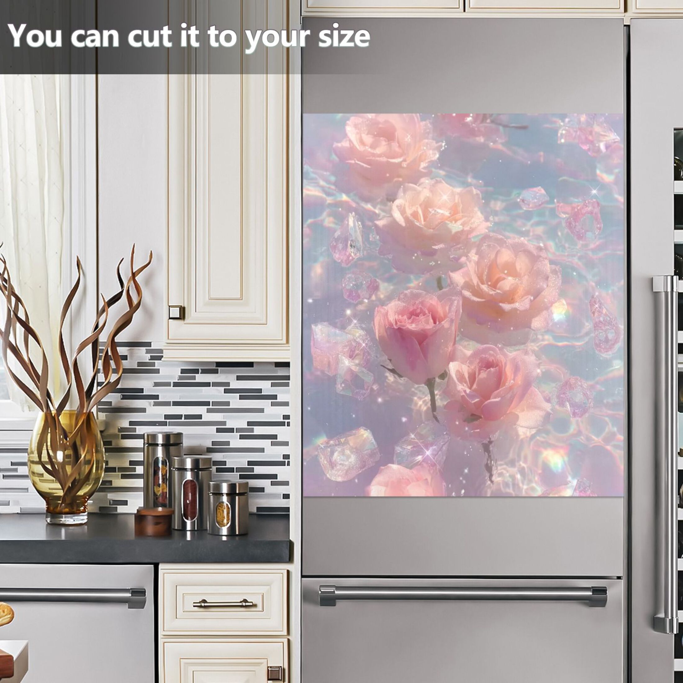 IAUYY Magnetic decorative sticker - 23x26 Inch PVC Refrigerator Decorative Cover, Removable DIY Art for Kitchen Appliances Crystal Drift