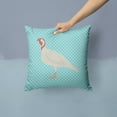thumbnail image 2 of Beltsville Small White Turkey Hen Blue Check Fabric Decorative Pillow, 2 of 4