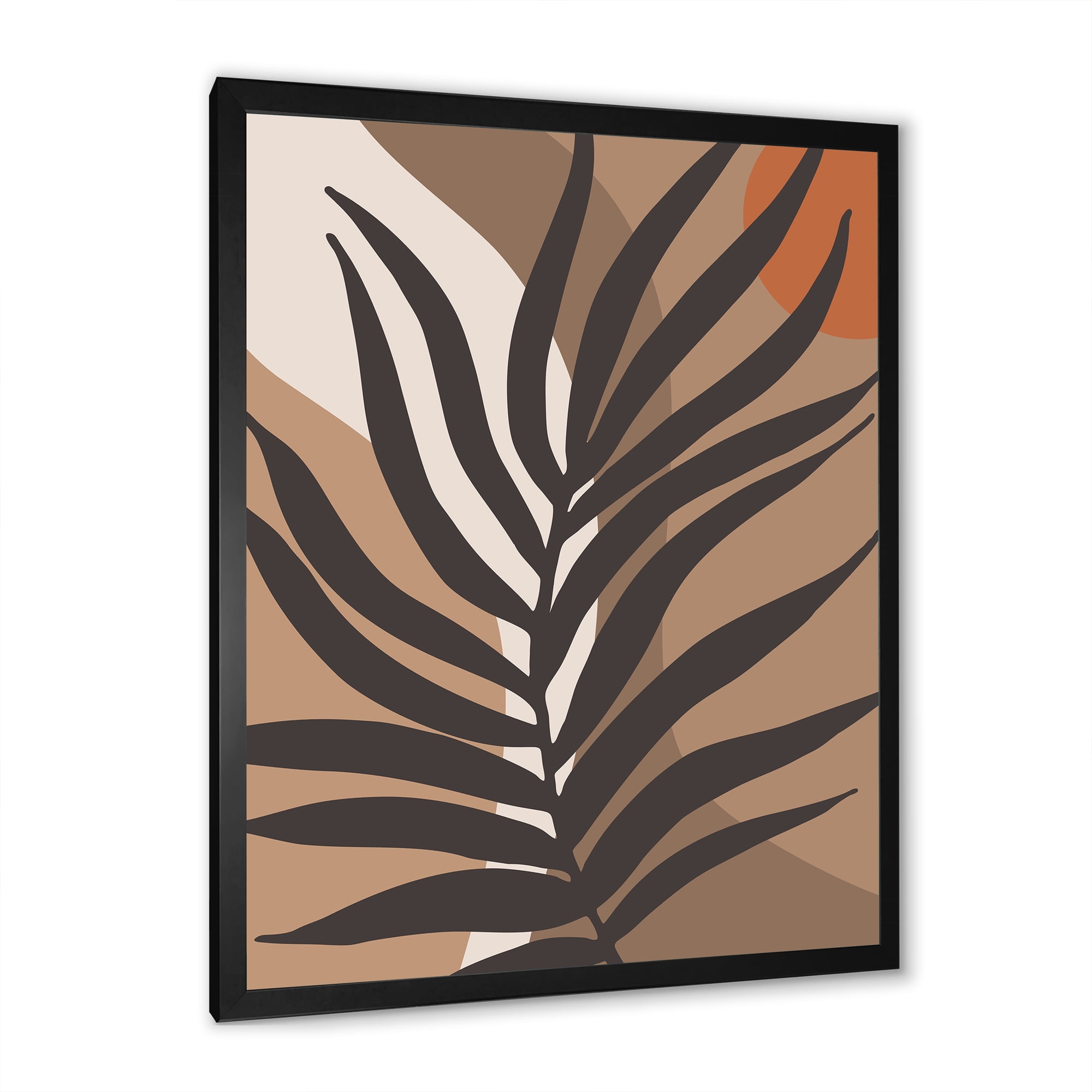 Designart 'Shapes and Tropical Leaf Silhouettes II' Modern Framed Art Print