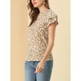 thumbnail image 5 of INSPIRE CHIC Women's Floral Tops V Neck Tiered Short Sleeve Button Down Blouse M White, 5 of 6