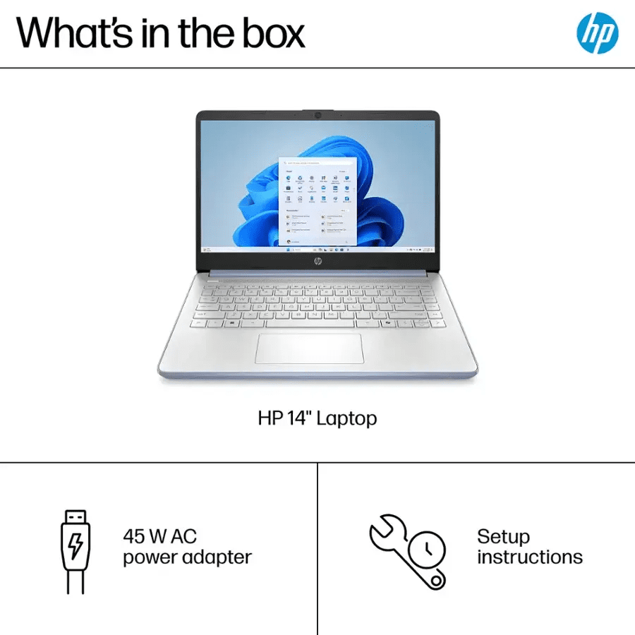HP Laptop for Student and Business, 14" HD, Intel N150, 4GB RAM, 192GB Storage(128GB UFS +64GB MSD), 1-Year Office 365, Windows 11 Pro, Fast Charge,Blue