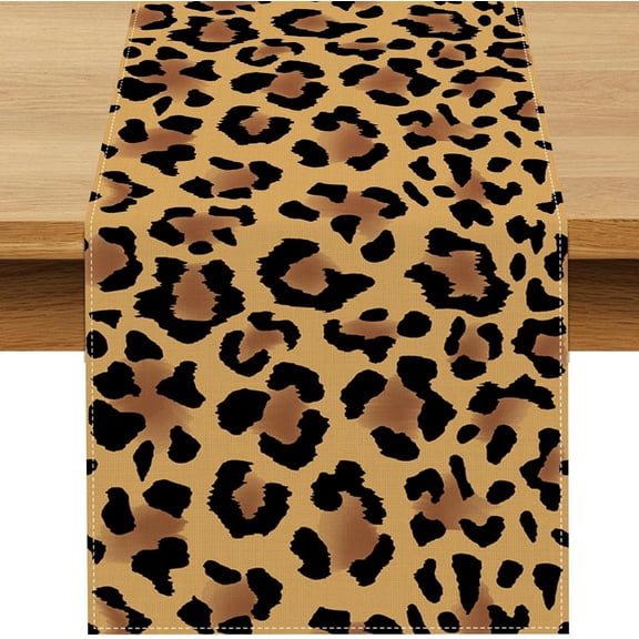 Leopard Print Party Decorations Cheetah Table Runner Jungle Animal Theme Birthday Decor Dining Room Home Kitchen Island Decor (13.8" x 71")