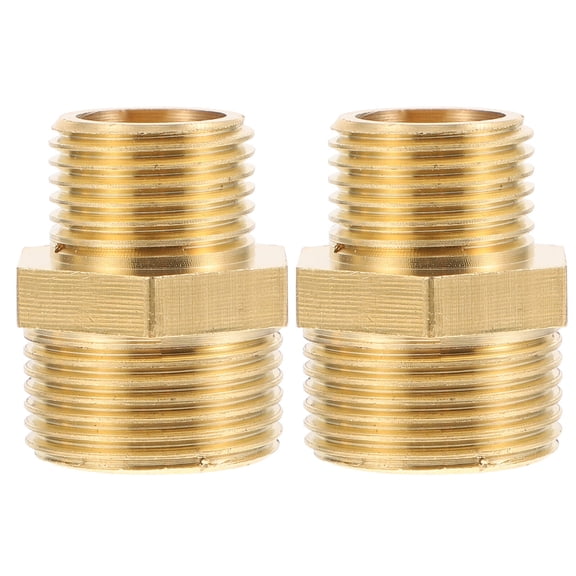 FONDOTIN 2pcs Pipe Fitting Connectors Brass Golden Water Pipe Connection Handyman