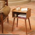 thumbnail image 2 of Mid Century Modern Side Table Bedroom with Storage, Small End Bedside Table with Solid Wood Legs for Living Room, Office Small Spaces (Rustic Brown), 2 of 7