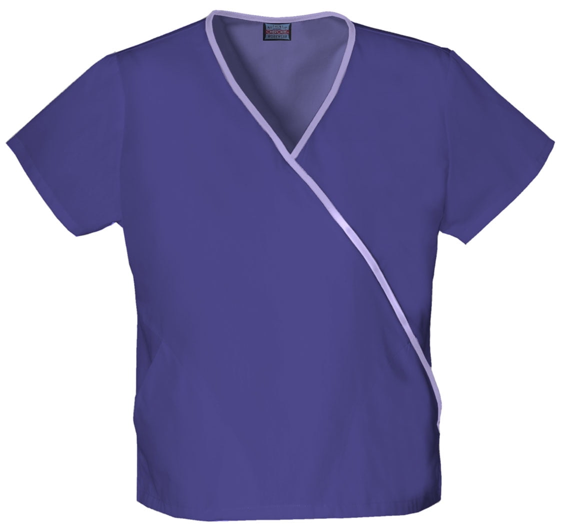 Cherokee Workwear Scrubs Top for Women Mini Mock Wrap Plus Size 4800