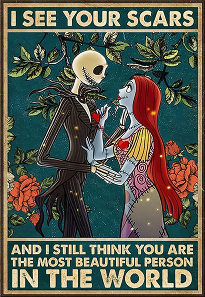 Jack Skellington and Sally I See Your Scars Encouraging Quote Nightmare Before Christmas Novelty 