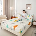 thumbnail image 4 of Manfei Vintage Rhombus Print Full Size Sheets,Modern Abstract Geometric Bed Sheets,Beige Blue Orange Sheet Sets For Kids,Ultra Soft Home Decor,4 Pieces, 4 of 7