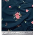 thumbnail image 1 of Soimoi Blue Rayon Fabric Leaves & Pink Floral Print Fabric by The Yard 42 Inch Wide, 1 of 1