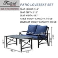 thumbnail image 2 of 2 Pieces Patio Loveseat Metal Frame with Coffee Table Outdoor Bistro Furniture Set, Blue, 2 of 7