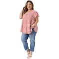 thumbnail image 3 of DARING DIVA Women's Plus Gingham Babydoll Top Crew Neck Flare 2X Red, 3 of 6