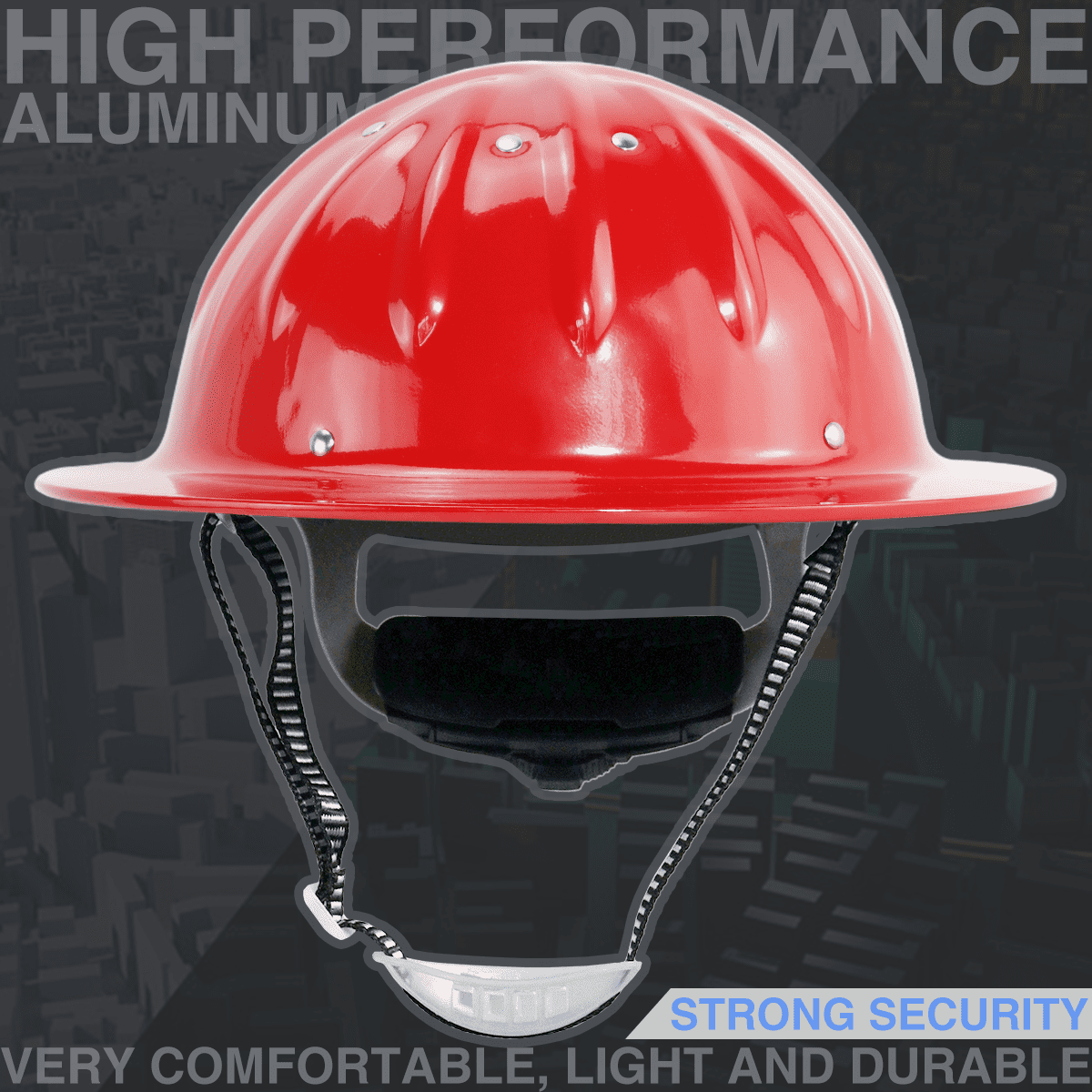 Aluminum Safety Hard Hats Helmet with Ratchet Suspensions Silver Safety Cap One Size Helmet Fits Most(Red)