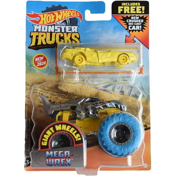 Hot Wheels Monster Trucks 2-Pack, 1:64 Scale Vehicle with Giant Wheels and Die-Cast Car