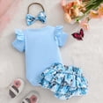 thumbnail image 6 of mgoYE 0-3 Months Baby Girl Clothes Newborn Baby Girl Summer Clothes Infant Butterfly Print Outfit Romper+Tutu Skirt Short Set Cute Baby Girl Outfits(Blue,6-9 Months), 6 of 8