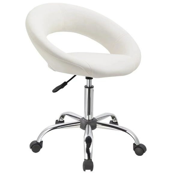Duhome Faux Leather Office Desk Chair Vanity Chair Rolling Chair Adjustable Swivel Chair on Wheels Rolling Stool Salon Stool Vanity Stool Modern, White