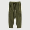 thumbnail image 7 of Mens Corduroy Pants Fashion Casual Loose Straight Leg Pants Elastic Waist Drawstring Solid Color Trousers Army Green S, 7 of 7