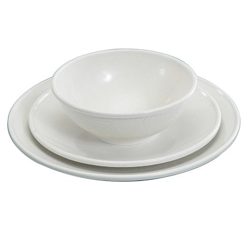 Parhoma 24 Piece Modern White Plastic Melamine Dinnerware Set Service 8 People 