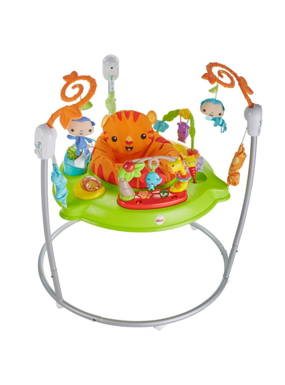 Fisher-Price Baby Bouncer Tiger Time Jumperoo Activity Center with Lights Music and Toys, Unisex