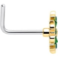 thumbnail image 4 of Body Candy 20 Gauge Nose Ring - 316L Stainless Steel L-Shape Nostril Stud&nbsp;Flower Wreath Green Piercing Jewelry for Women Men, 4 of 5