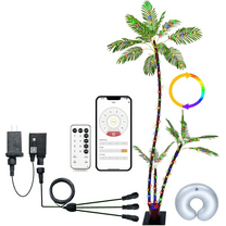 Lighted 7 Feet Palm Tree , App Control Outdoor Christmas Decorations Tree, Artificial 242 LED Fake Palm Trees for Outside Patio, Home, Tiki Bar, Pool, Backyard, Garden