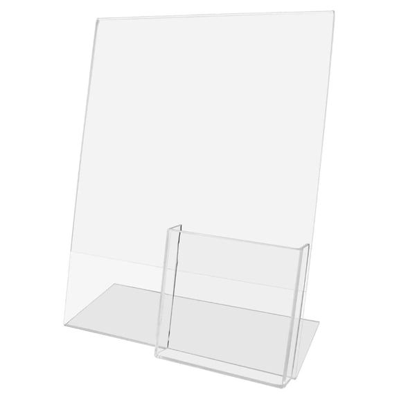 Acrylic Sign Holder 11" x 14" with 4" Trifold Slot Slanted Side Load Clear Countertop Display for Signs in Lobbies Stores Hotels and Doctors Offices