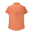thumbnail image 6 of Fesfesfes Women's Daily T-shirt Solid Color Chest Pocket Turndown Collar Tops with Buttons Summer Fashion Short Sleeve Foldable Blouse(Orange,2XL), 6 of 6
