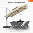 thumbnail image 6 of PURPLE LEAF Sunbrella Cantilever Umbrella 10' X 13' Outdoor Patio Rectangular Double Top Large Heavy Duty 360° Rotation Offset Umbrella for Outside Deck Backyard Garden Pool Spectrum Sand, 6 of 10
