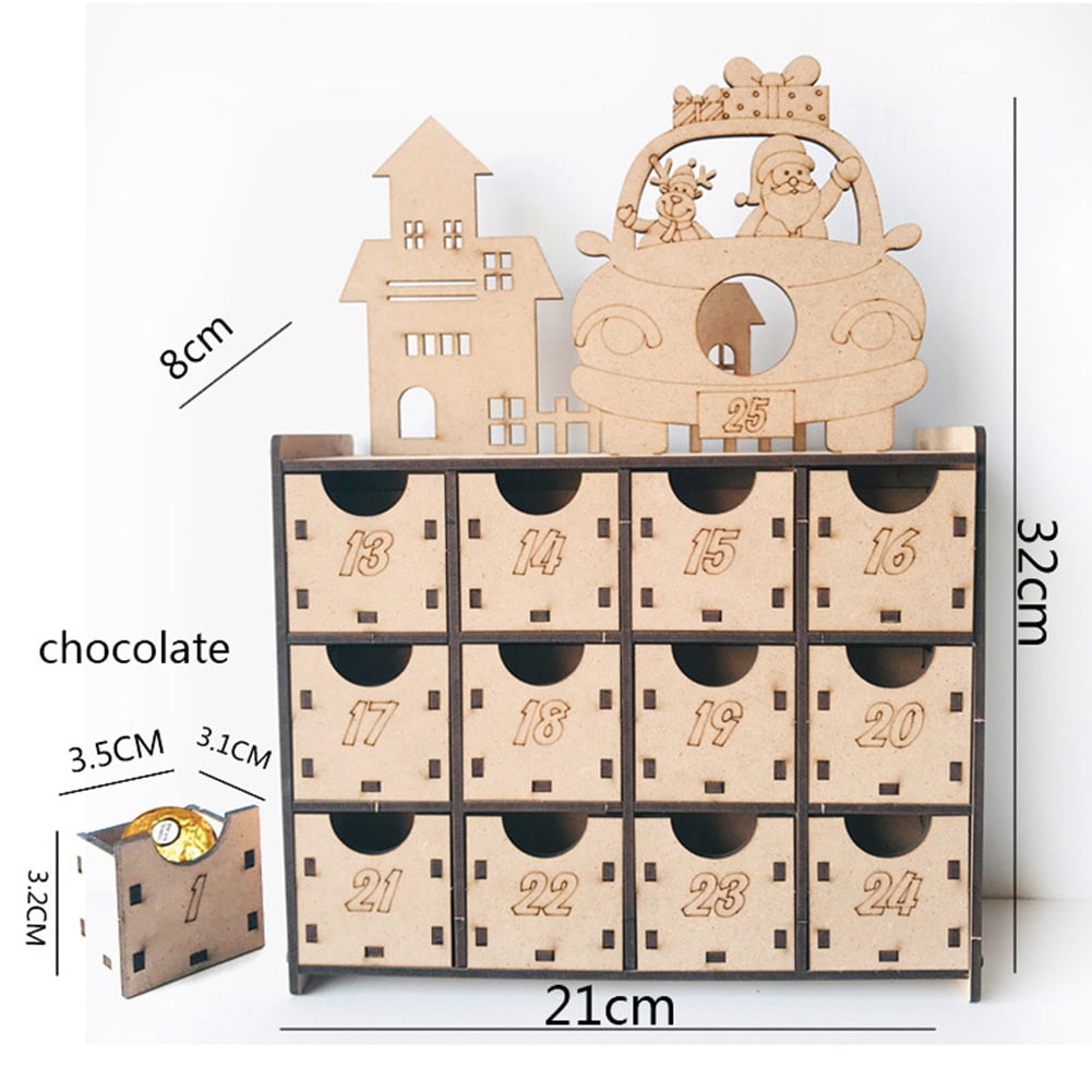 Nativity Scene PIONEER-EFFORT Christmas Wooden Advent Calendar Book with Drawers for Adults and Kids Christmas Countdown Decoration