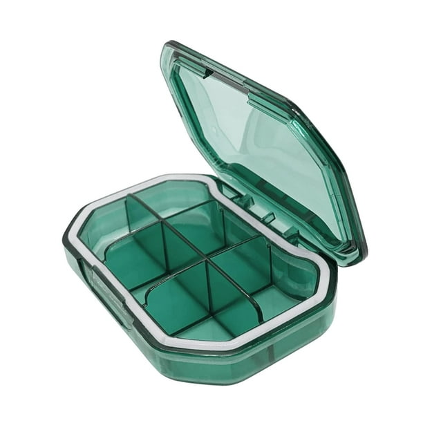 Pastillero de viaje, pastillero, pastillero, pastillero diario para bolsillo, billetera Rectángulo verde