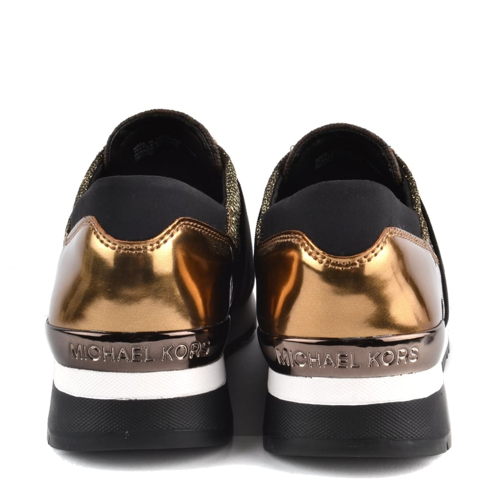 michael kors black and gold trainers