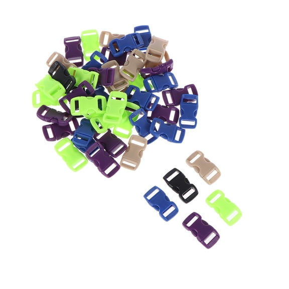 Alasum 50-Pack Plastic Side Release Buckles, Assorted Colors for Paracord Bracelets, Lanyards, Outdoor Gear and Crafts