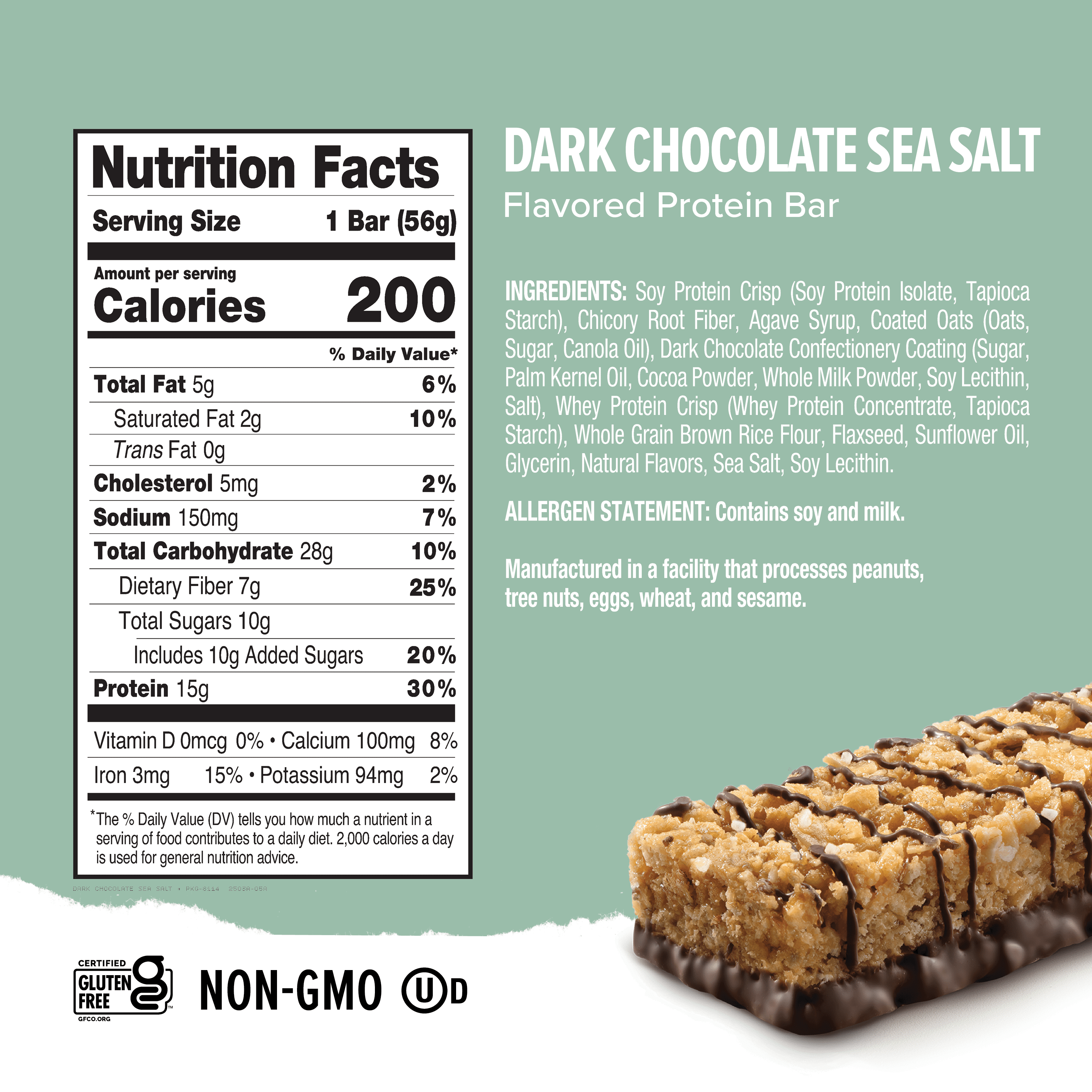 (6 pack) Ready Nutrition Dark Chocolate Sea Salt Clean Protein Bar, 5 Count