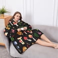 thumbnail image 5 of Oversized Wearable Blanket Hoodie,Red Mushroom Plant Black Pattern Sherpa Blanket Hoodie with Super Pockets,Super Warm Fuzzy Pullover for Women & Men, 5 of 6