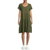 Time and Tru Women's Tiered Knit Dress - Walmart.com