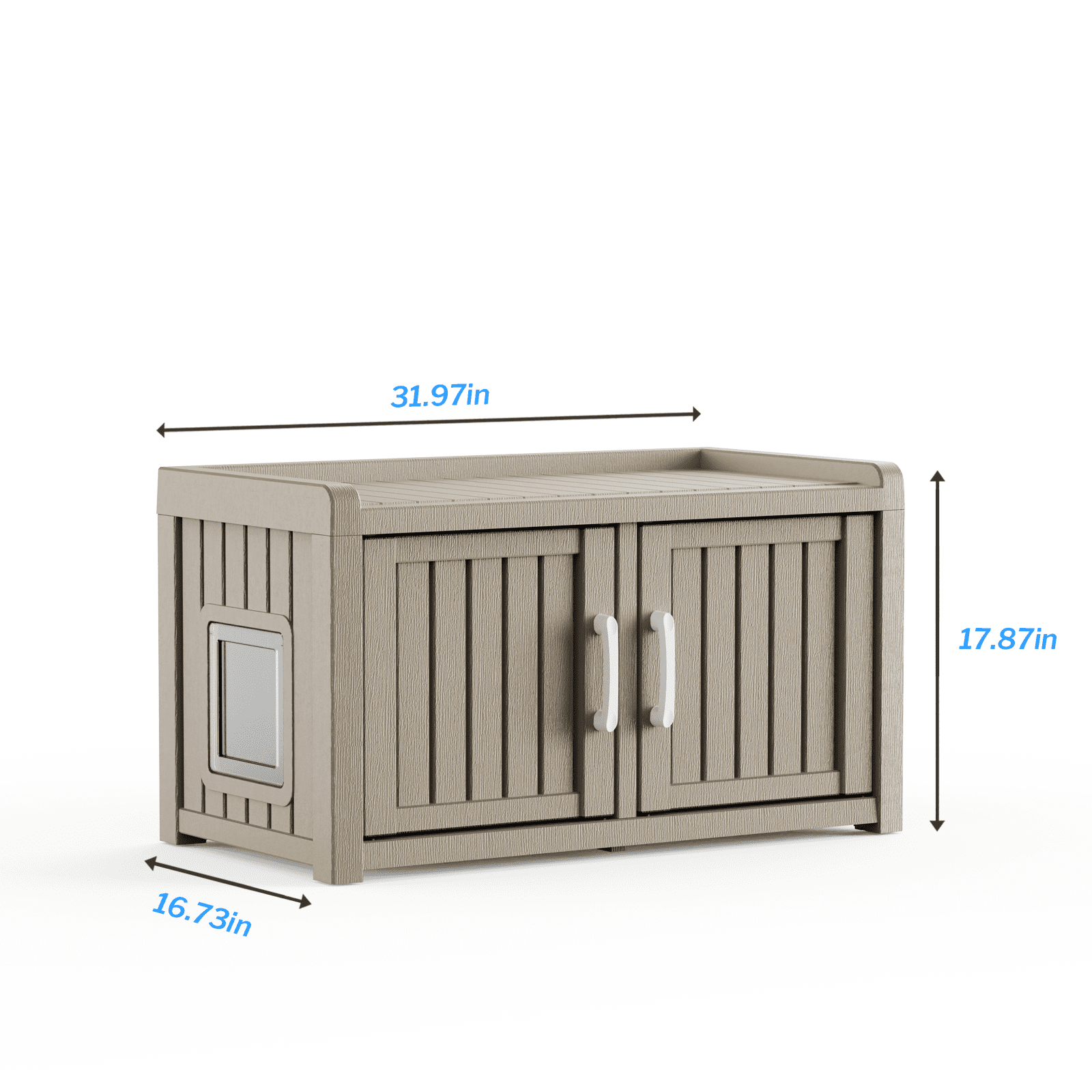 Resin Cat Litter Box Enclosure - Hidden Multi-Functional Furniture with Double Doors, Waterproof UV-Resistant, Spacious Odorless Design for Indoor Outdoor Use
