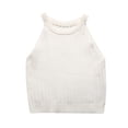thumbnail image 1 of HBFAGFB Débardeurs pour Femmes Mode Col Rond Ajusté Sans Manches T-Shirt Polyvalent Blanc Taille G, 1 of 5