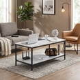 thumbnail image 6 of ZENY Modern Rectangle 2-Tier Coffee Table for Living Room Wood Frame, White, 6 of 13