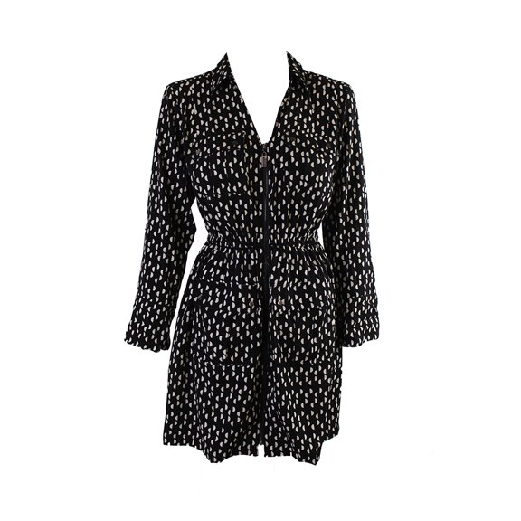 Alfani Womens Black White Printed Shirtdress 2