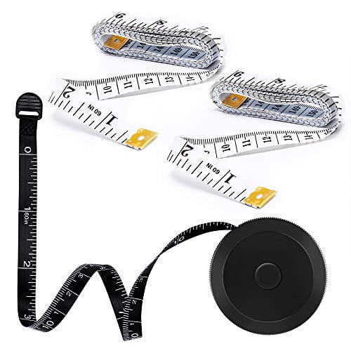 4 Pack Tape Measure 150 cm 60 Inch Push Button Tape Body Measuring Soft Retractable for Sewing Double-Sided Tailor Cloth Ruler 