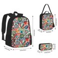 thumbnail image 4 of Naloa Cute Nautical Print Large Capacity Backpack Lunch Bag Pencil Case Combination 3 Piece Set for Student, 4 of 8