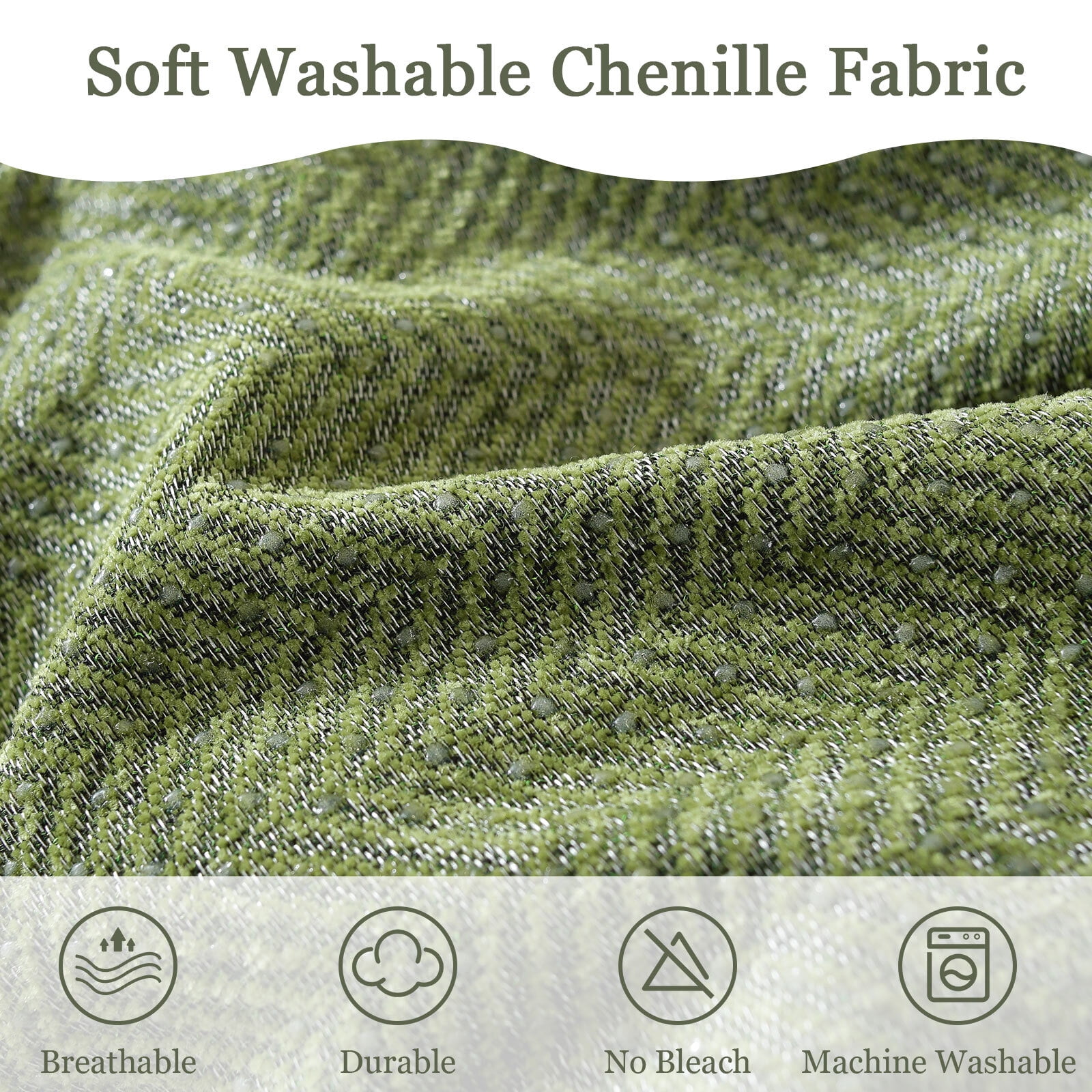 Chenille Couch Cover Pet Friendly Sofa Cover Washable Reversible Sofa Slipcover for Sectional Sofa, Loveseat, 2 or 3 Cushion Couch, Corner Sofa, Futon Cover
