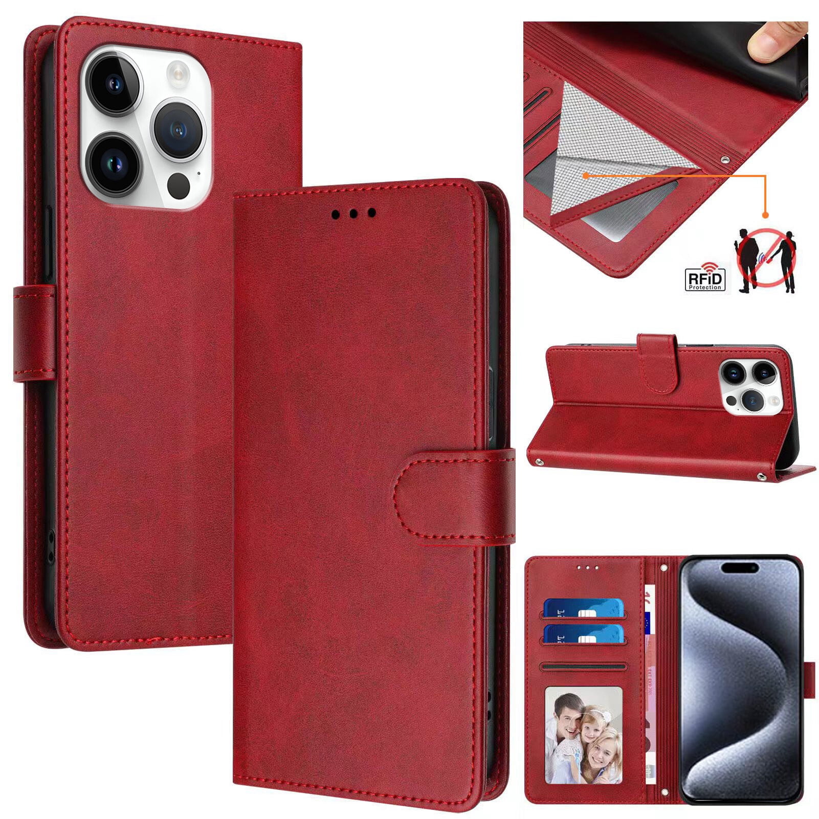 iPhone 14 PRO MAX Case ,RFID Blocking Cover Crossbody Lanyard Flip Leather Wallet Case for iPhone 14 PRO MAX