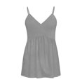 thumbnail image 6 of LIZUOJUN Womens Tank Tops Solid Color Pleated Spaghetti Strap V-Neck Cami Top Summer Dressy Trendy Sleeveless Loose Fit Tops Grey 3XL, 6 of 6