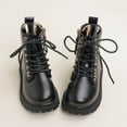 thumbnail image 7 of DHFJKG Ankle Boots For Girl Rabbit Ears Design Leather Upper Round Toe Lace Up Lug Sole Non- Boot With Side Zipper For Little Big Kids Versatile Shoes, 7 of 7