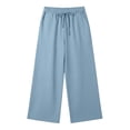 thumbnail image 5 of LIIPEE Casual Pants For Girls Solid Color Drawstring Waist Baggy Wide Leg Pants Kids Lightweight Breathable Soft Everyday Trousers,4-5 Years, 5 of 7