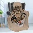 thumbnail image 4 of Animal Soft Flannel Fleece Throw Blanket, Baby Leopard Portrait Wildlife Tropical Feline Illustration, Cozy Plush for Indoor and Outdoor Use, 60" x 80", Umber Cocoa Brown, by Ambesonne, 4 of 5