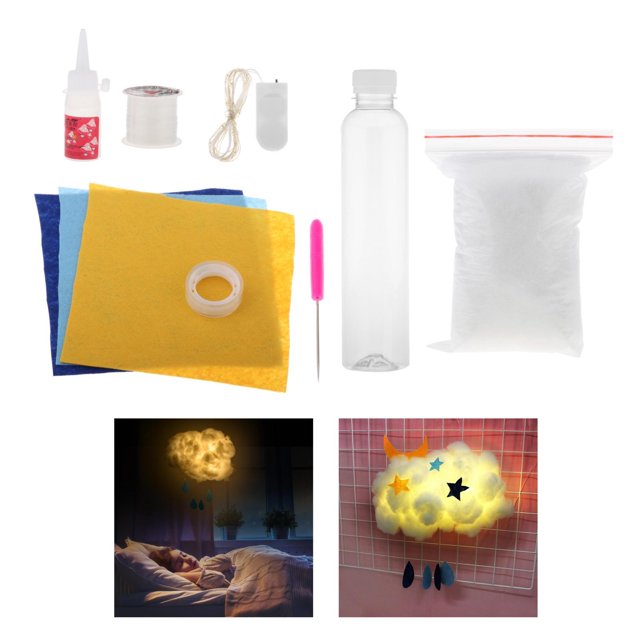 Luces de tejado dormitorio-Kit de lámpara de bricolaje mullido, luz de tejado-Decoración boda niños - Cálida luz amarilla Luz amarilla cálida Colco luz de la noche de la nube