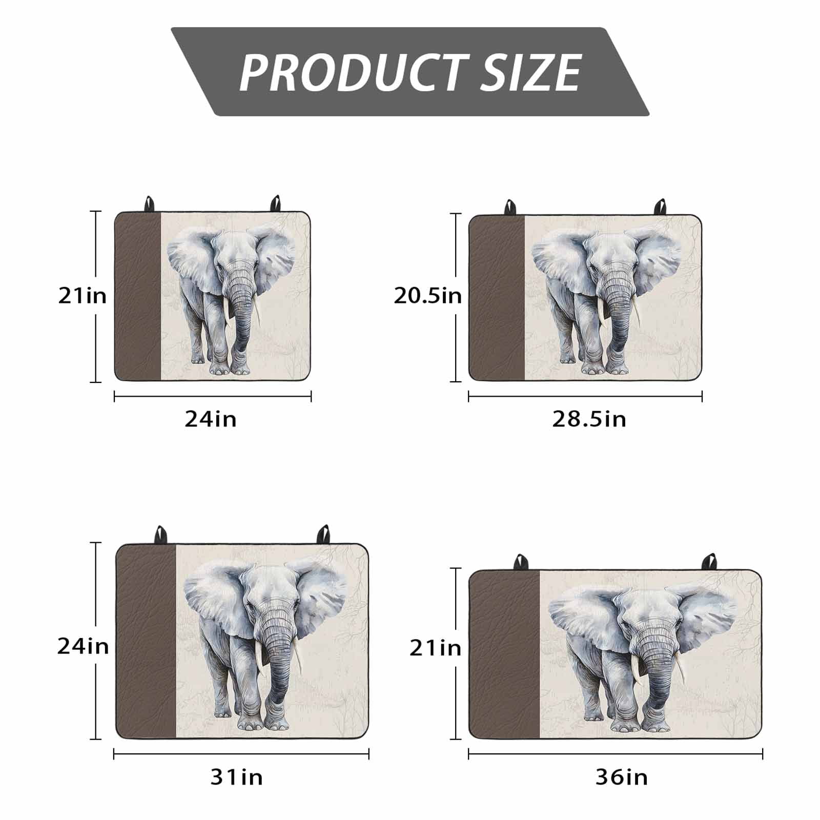 Vintage Elephant Stove Top Cover for Electric Stove, Heat-proof & Non Slip Glass Top Stove Cover Protector, Modern Art Animal Watercolor Kitchen Flat Cooktop Rubber Mat 24x21 Inches