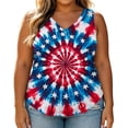 thumbnail image 4 of Crgrtght Plus Size Tank Tops for Women Tie Dye V Neck Sleeveless Graphic Casual Holiday Beach Summer Loose Flowy Blouse, Blue XXL, 4 of 7